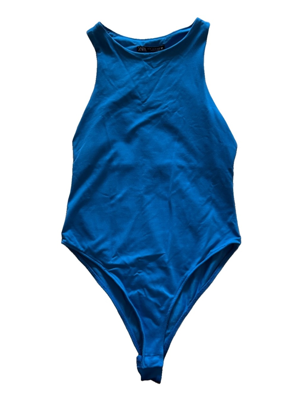 Zara Blue High-Neck Tank Bodysuit